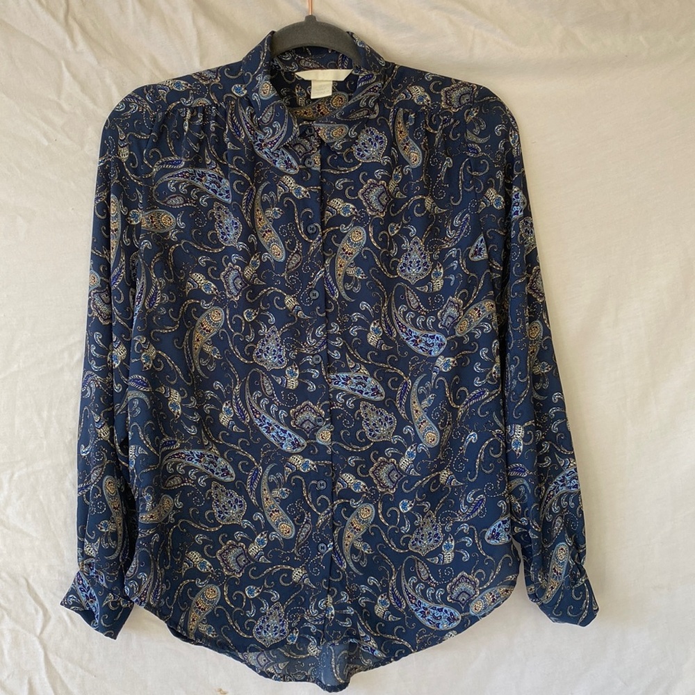 Blue button up blouse